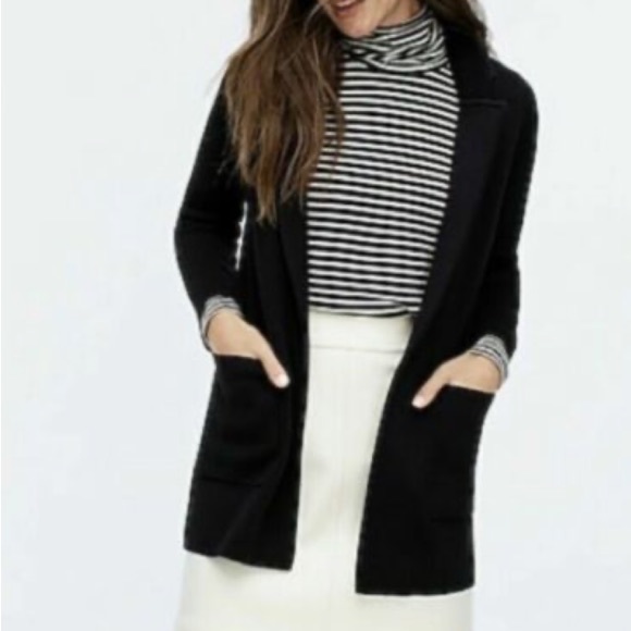 J Crew Black Sophie Open Front Knit Blazer Jacket M